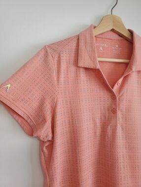 Antigua Medium Golf tee Women's peach Pink Collared Tshirt Breathable activewear